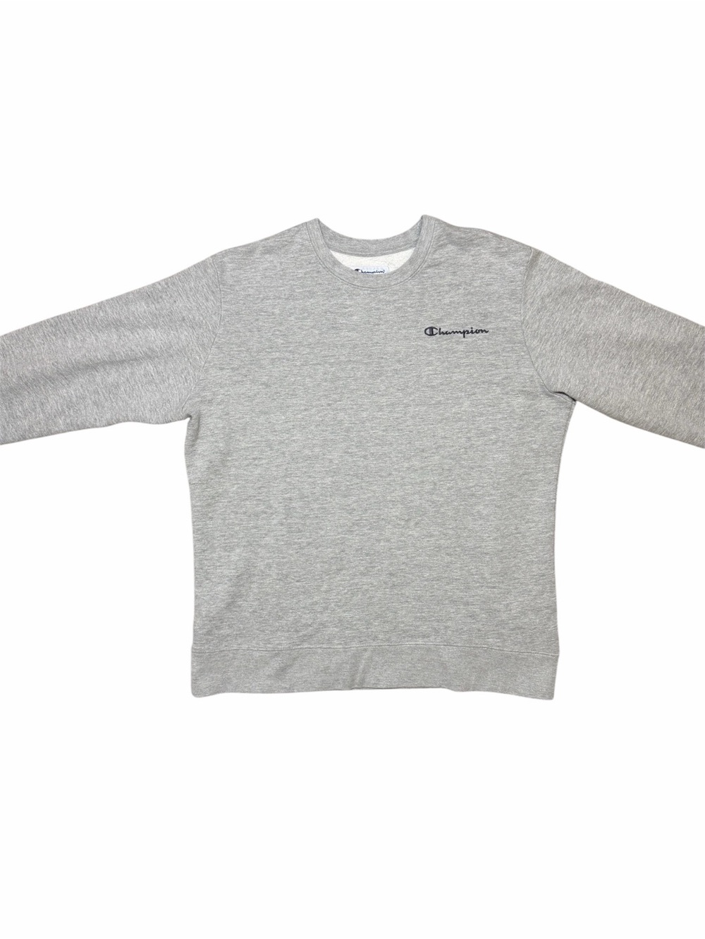 Champion Men's Light Gray Crewneck Sweatshirt with Chest Logo size Medium